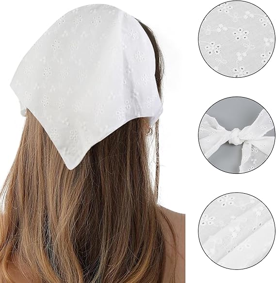 White Hollow - Out Pattern Headscarf: Exquisite Design, Create Elegant Retro Style