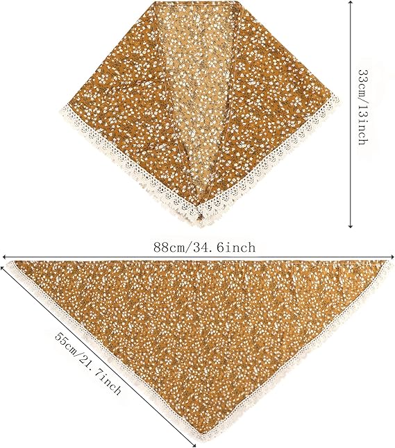 3 - Piece Lace - Trimmed Chiffon Floral Headscarves: Soft and Skin - Friendly, Unlock Sweet and Romantic Styles