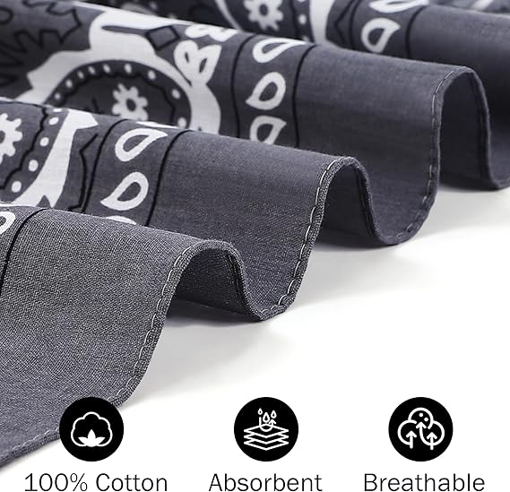 4 - Piece Pattern Cotton Bandana Set: Classic Color Matching, Suitable for Multiple Scenarios