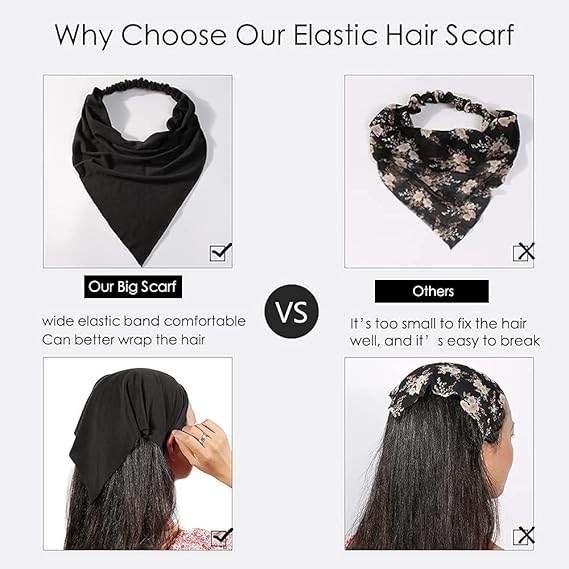 6 - Piece Elastic Triangle Headscarf Set: Multiple Colors Available, Comfortable Wrapping, Create Versatile Looks