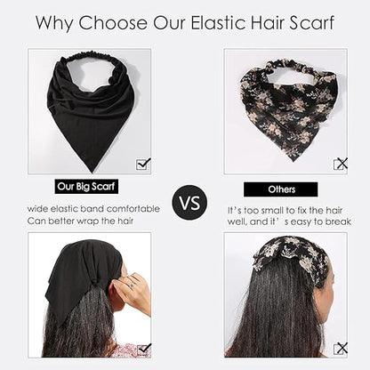 6 - Piece Elastic Triangle Headscarf Set: Multiple Colors Available, Comfortable Wrapping, Create Versatile Looks