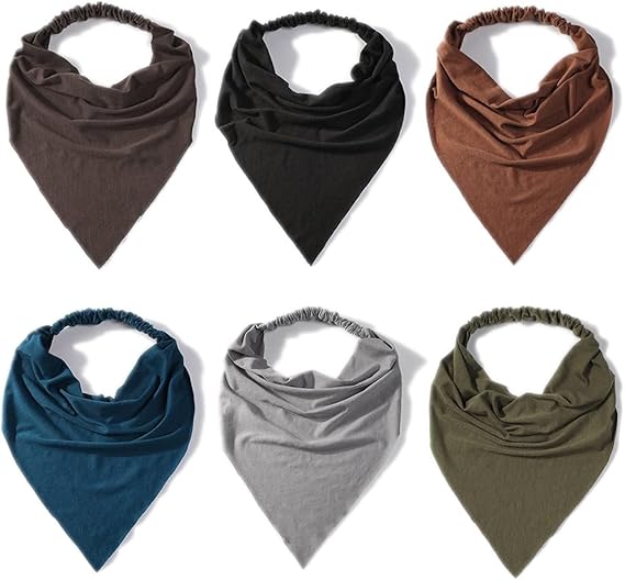 6 - Piece Elastic Triangle Headscarf Set: Multiple Colors Available, Comfortable Wrapping, Create Versatile Looks