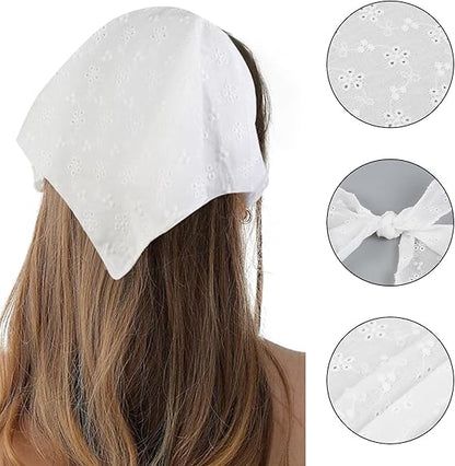 White Hollow - Out Pattern Headscarf: Exquisite Design, Create Elegant Retro Style