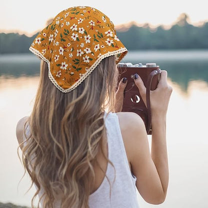 6 - Piece Small Floral Triangle Headscarf Set: Romantic Lace Decoration, Multi - size for Diverse Styles