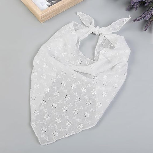 White Hollow - Out Pattern Headscarf: Exquisite Design, Create Elegant Retro Style