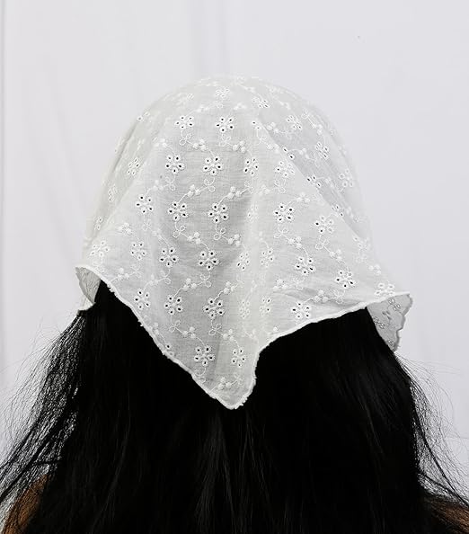 White Hollow - Out Pattern Headscarf: Exquisite Design, Create Elegant Retro Style
