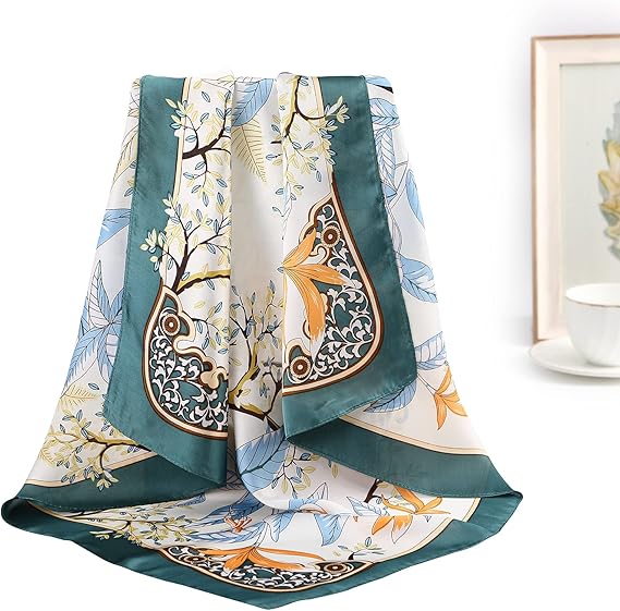 4 - Piece Floral Pattern Square Silk Scarves: Artistic Prints, 70cm Large Size, Unlock Diverse Elegant Styles
