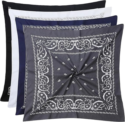 4 - Piece  Pattern Cotton Bandana Set: Classic Color Matching, Suitable for Multiple Scenarios