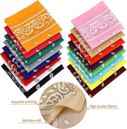 16 - Piece Colorful  Print Bandana Set: Stylish and Versatile, Unlock Multiple Wearing Styles