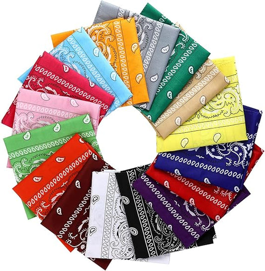 16 - Piece Colorful  Print Bandana Set: Stylish and Versatile, Unlock Multiple Wearing Styles