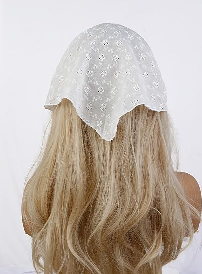 White Hollow - Out Pattern Headscarf: Exquisite Design, Create Elegant Retro Style