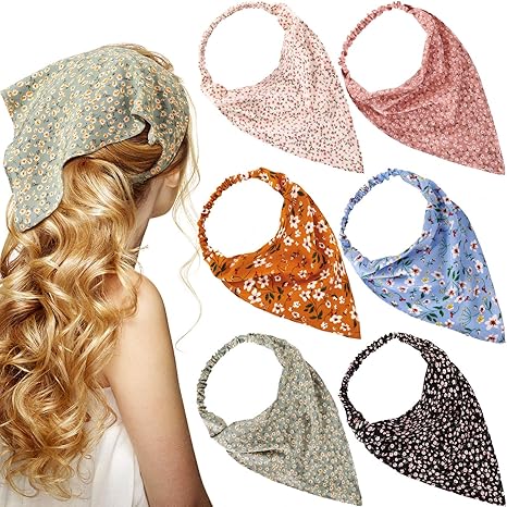 6 - Piece Floral Elastic Headband - style Headscarves: Colorful Patterns, Comfortable Fixing, Create Sweet Daily Looks