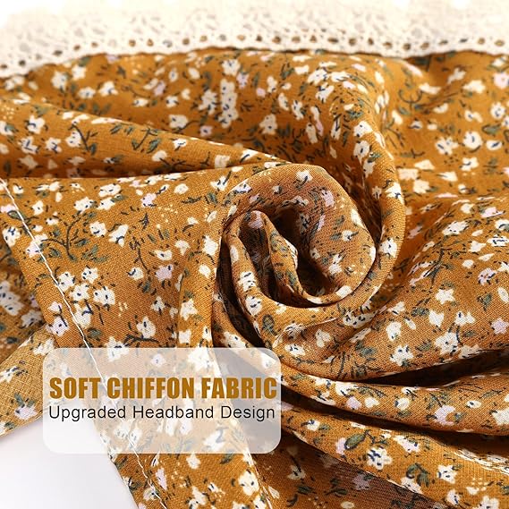 3 - Piece Lace - Trimmed Chiffon Floral Headscarves: Soft and Skin - Friendly, Unlock Sweet and Romantic Styles