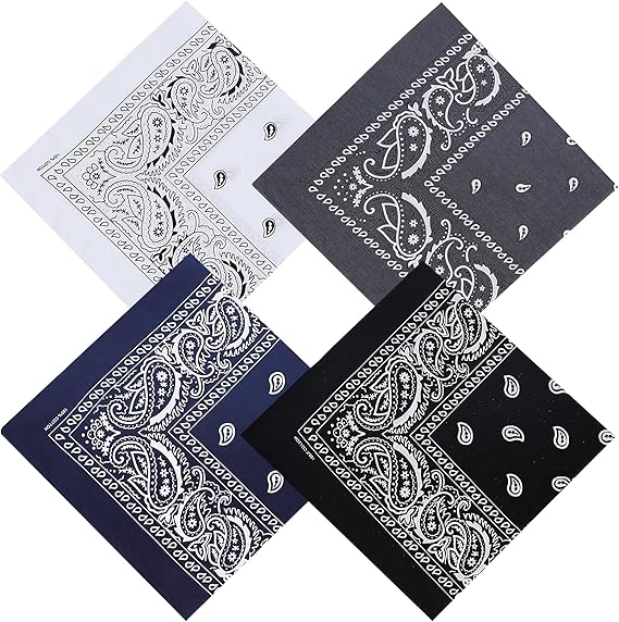 4 - Piece  Pattern Cotton Bandana Set: Classic Color Matching, Suitable for Multiple Scenarios