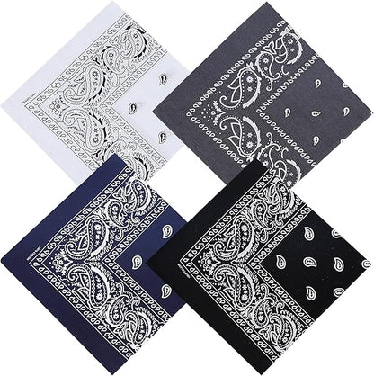 4 - Piece  Pattern Cotton Bandana Set: Classic Color Matching, Suitable for Multiple Scenarios