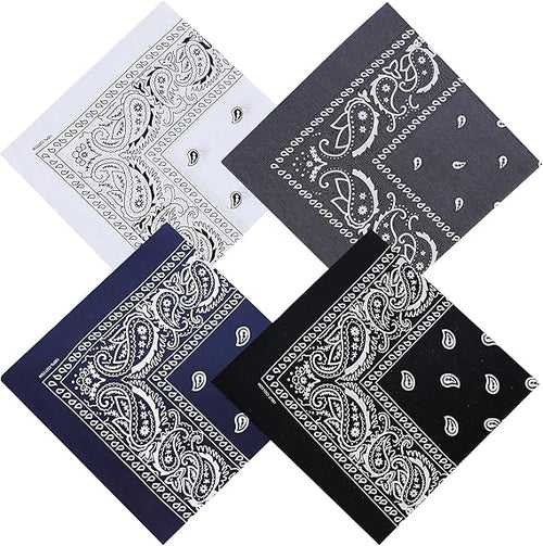 4 - Piece  Pattern Cotton Bandana Set: Classic Color Matching, Suitable for Multiple Scenarios